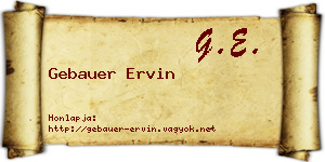 Gebauer Ervin névjegykártya